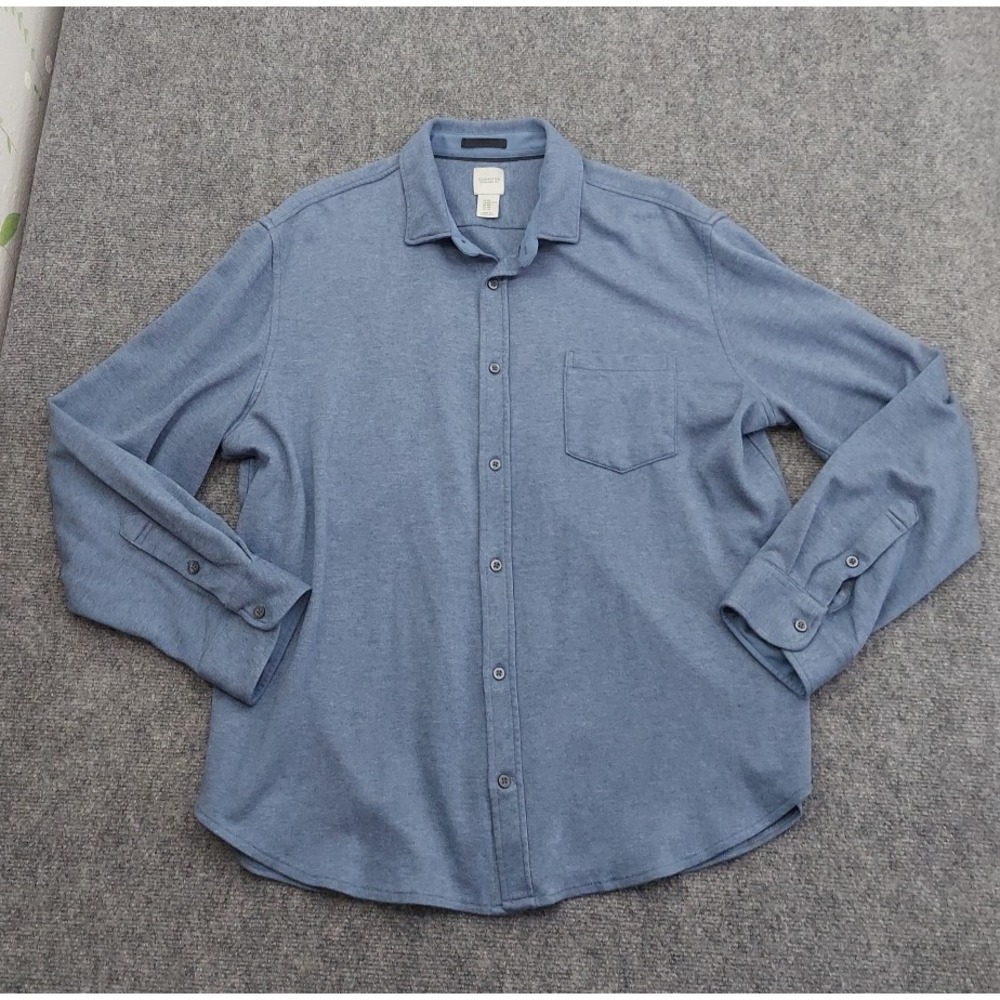 Giasone Shirt Mens‎ XXL 2XL Blue Button Up Pocket Long Sleeve Soft Casual